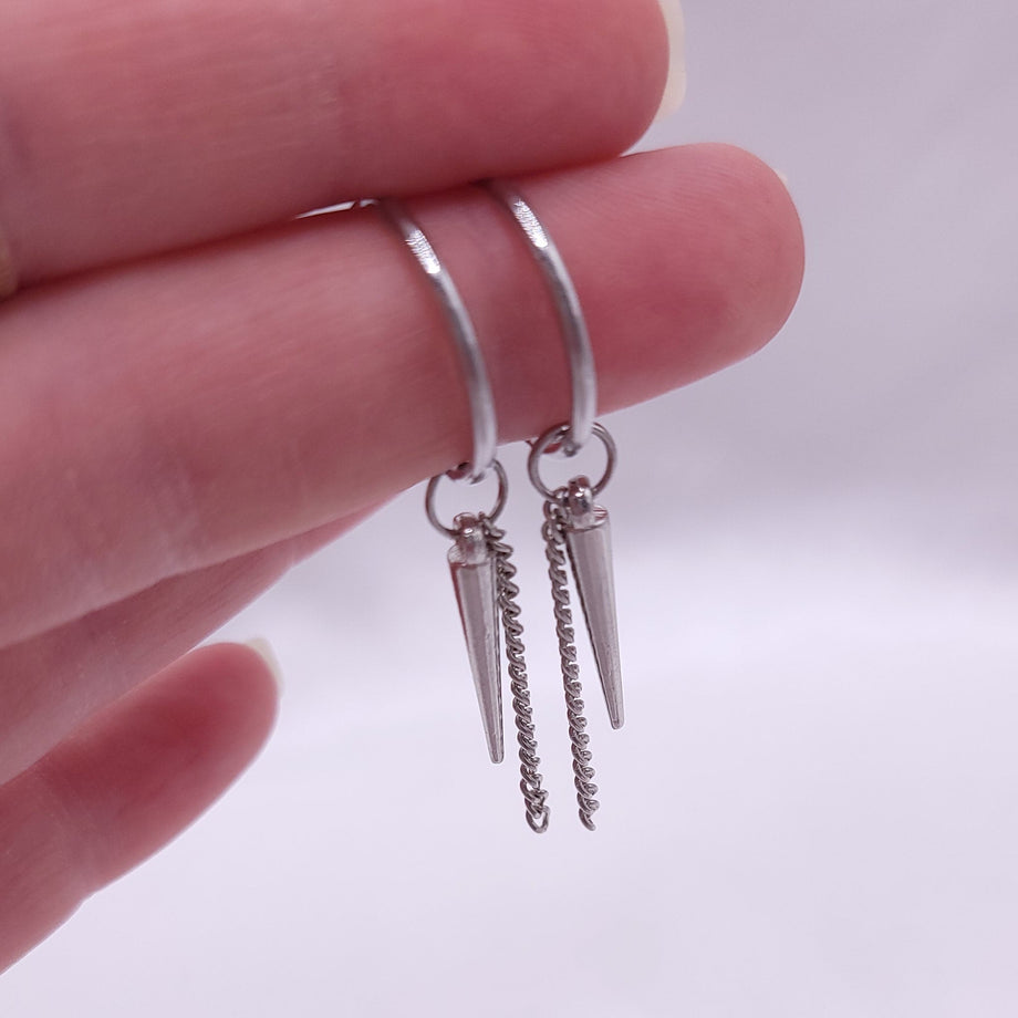 BTS V Dainty Silver Spike Hoop – Charming Little Fox