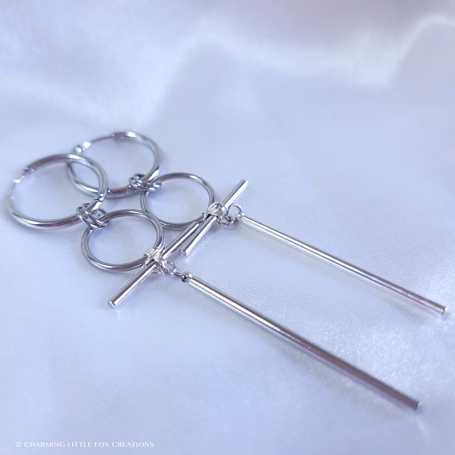 BTS V DNA era Hoop and Cross Earrings Charming Little Fox