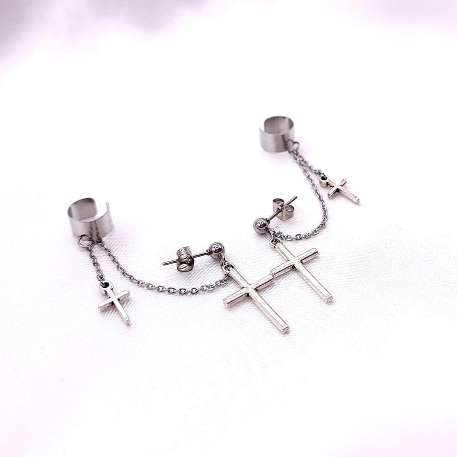 DPR Ian Goth Punk Cross Earring with Cuff – Charming Little Fox