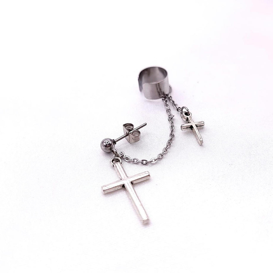 DPR Ian Goth Punk Cross Earring with Cuff – Charming Little Fox