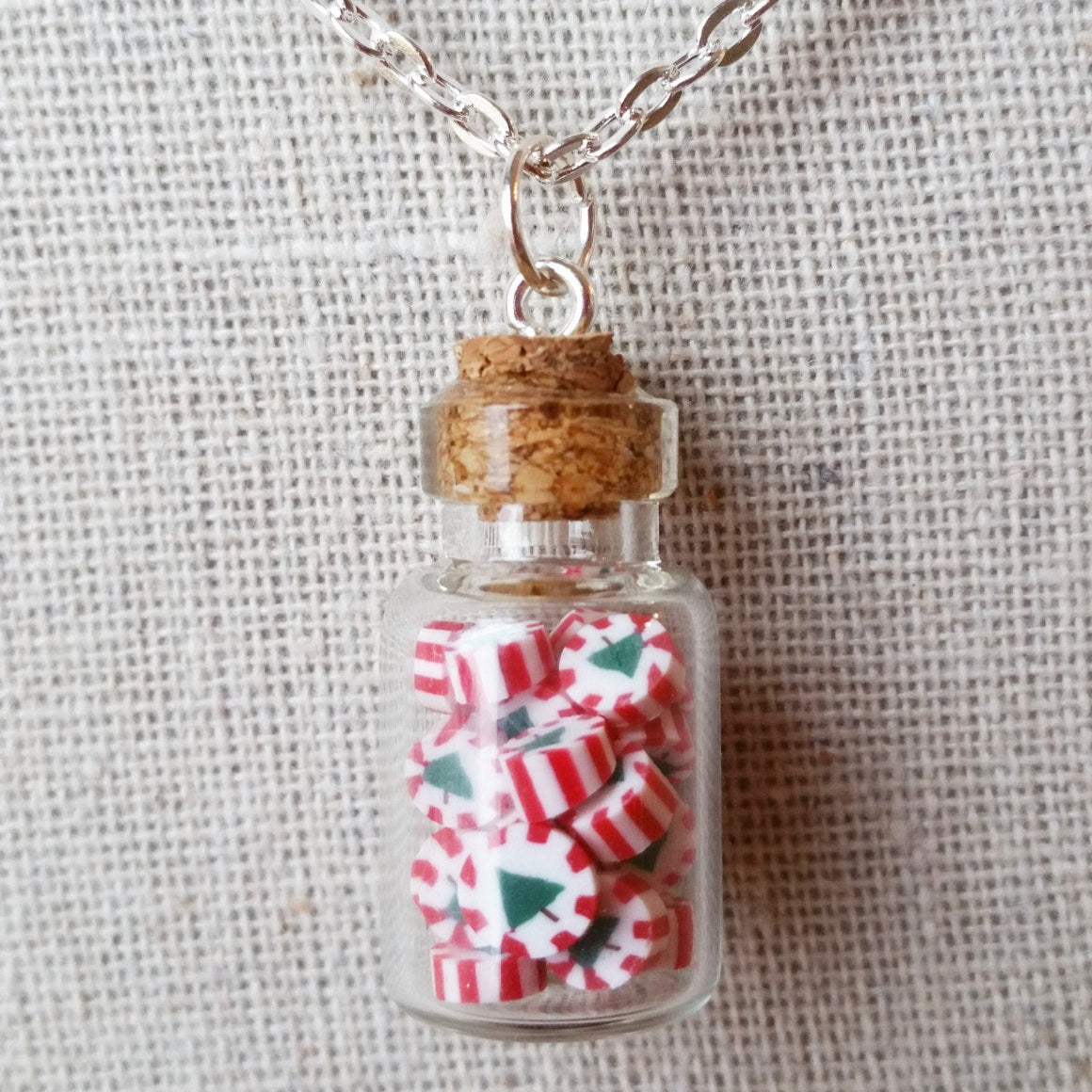 Christmas Peppermint Bottle Necklace – Charming Little Fox
